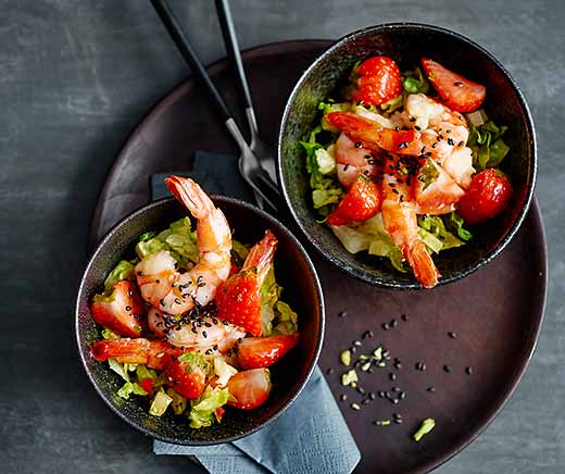 Salade de crevettes et fraises