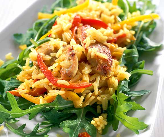 Lauwarmer Curry-Reissalat