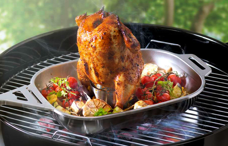 Cuit dans le crousti-plat pour gril «Deluxe», le poulet est super croustillant et juteux à souhait.