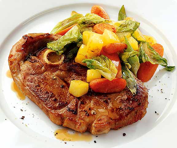 Steaks de gigot et légumes primeurs