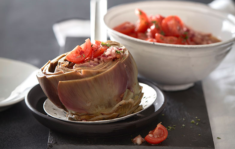 Raffiné, léger et digeste: <b>artichauts et vinaigrette aux tomates.</b>