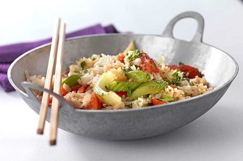 Gebratener Reis mit Gemüse: Reis ist in der thailändischen Küche eigentlich die Hauptsache, Fleisch und Fisch sind «Beigemüse».
