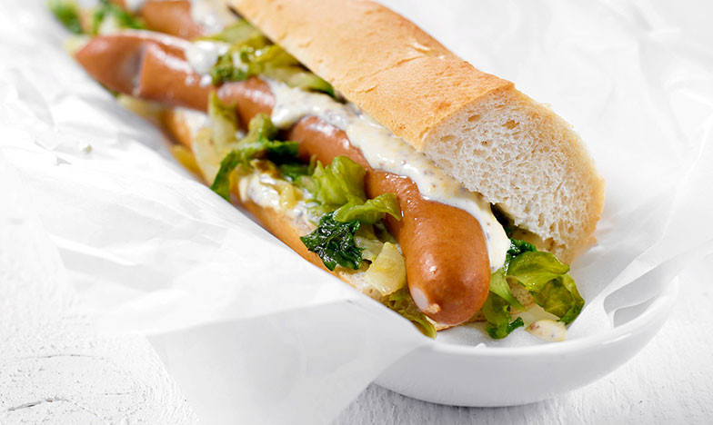 <b>Betty’s hot dog:</b> mit Wienerli.