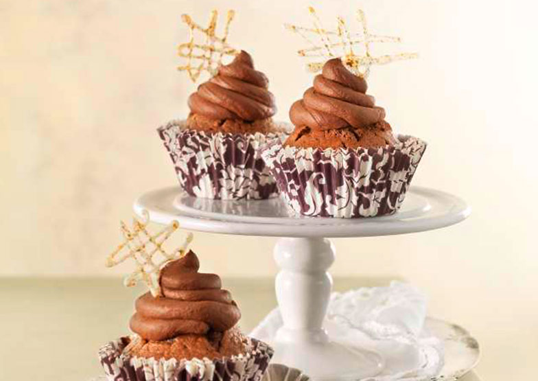 <b>Schokolade-Cupcakes:</b> So richtig ausleben kann man sich bei der Verzierung.