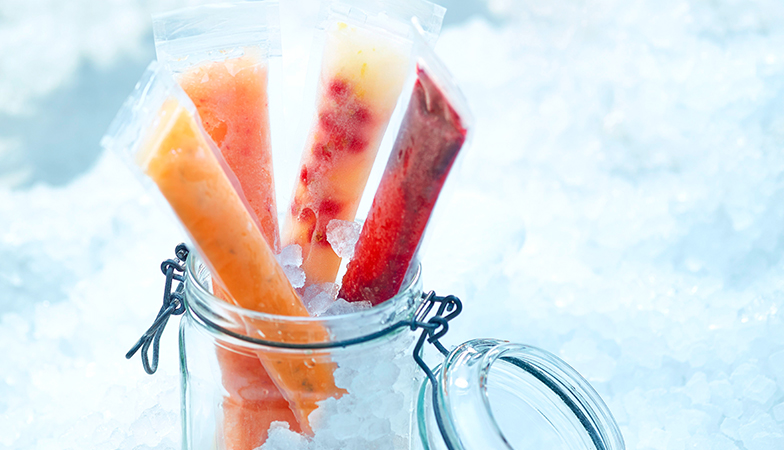 Früchte, püriert und in Freezys gefroren: Coole Sache.
