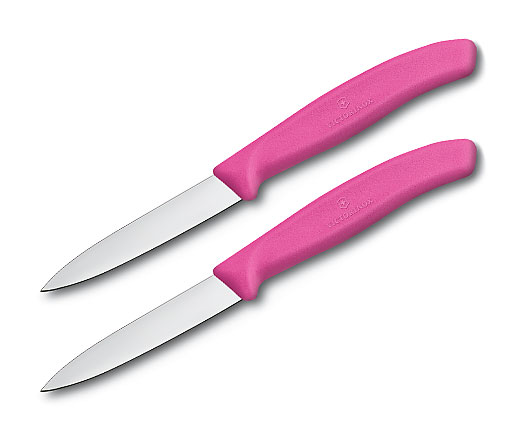 Couteau d’office rose Victorinox tranchant droit 8 cm (en duo)