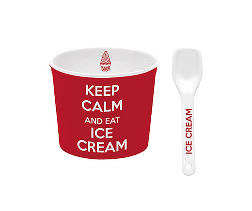 Coupe à glaces Keep Calm, porcelaine, rouge
