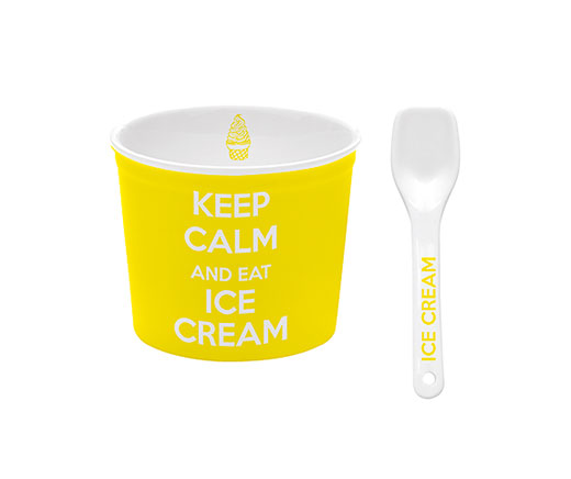 Coupe à glaces Keep Calm, porcelaine, jaune