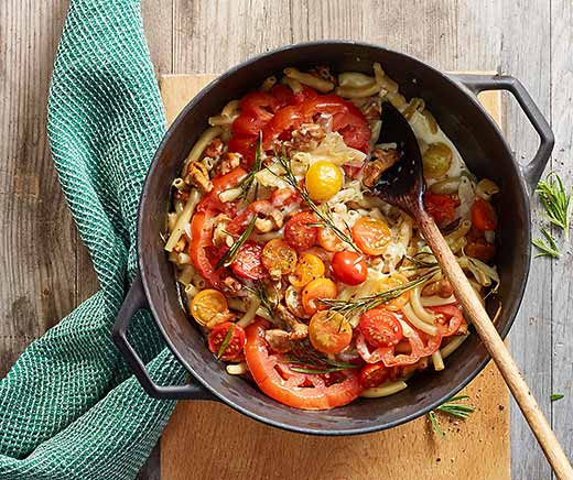 One-Pot-Pasta mit Tomaten und Pilzen