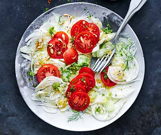 Salade tomates-fenouil et burrata