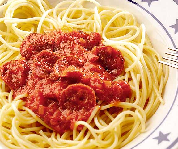 Spaghettis à la sauce chorizo