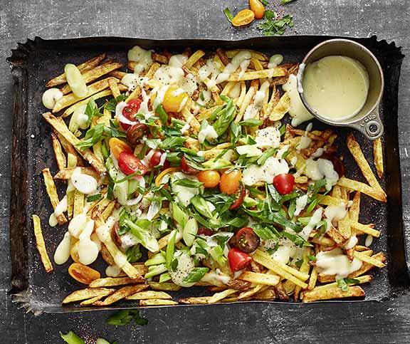 Airfryer Loaded Fries et sauce au fromage