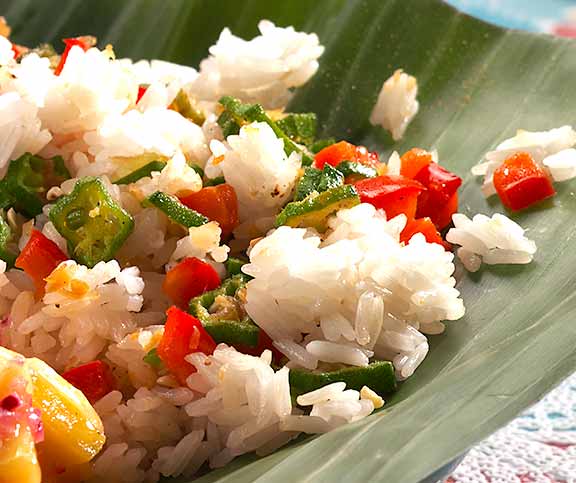 Gebratener Reis mit Okra