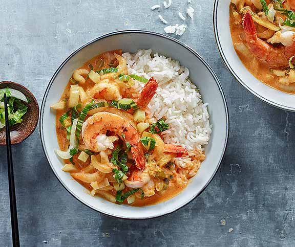 Curry thaï rouge et crevettes