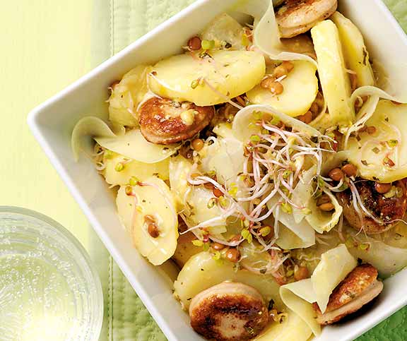 Kartoffelsalat mit Sprossensauce