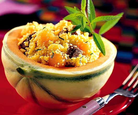 Melonen mit Curry-Couscous
