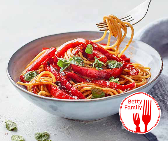 Spaghettis à la peperonata