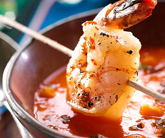 Soupe de tomate froide aux crevettes