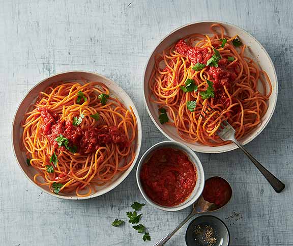 Spaghetti all’arrabbiata sans gluten